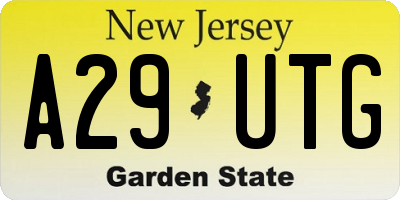 NJ license plate A29UTG
