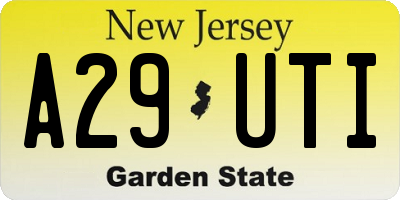 NJ license plate A29UTI