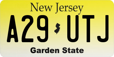 NJ license plate A29UTJ