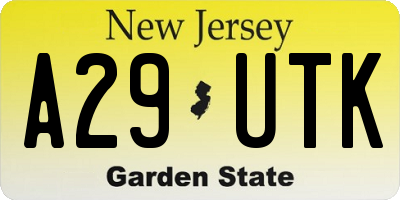 NJ license plate A29UTK