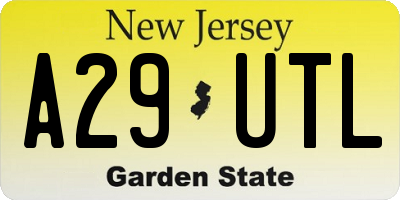 NJ license plate A29UTL