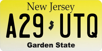 NJ license plate A29UTQ