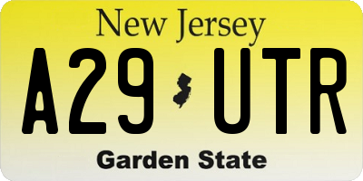 NJ license plate A29UTR