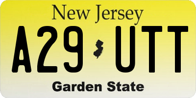NJ license plate A29UTT