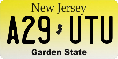 NJ license plate A29UTU