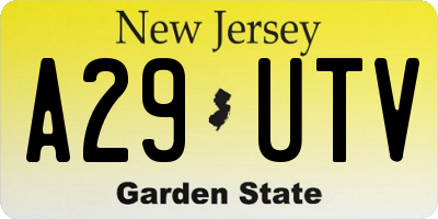 NJ license plate A29UTV
