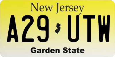 NJ license plate A29UTW