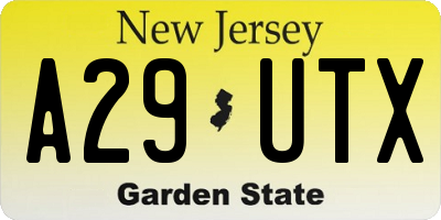 NJ license plate A29UTX