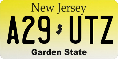 NJ license plate A29UTZ