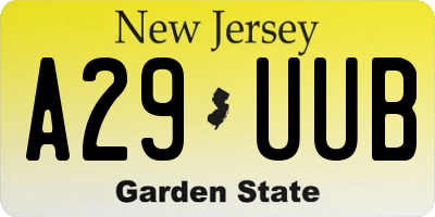NJ license plate A29UUB