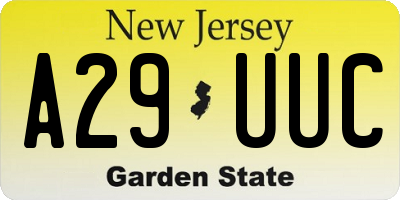 NJ license plate A29UUC