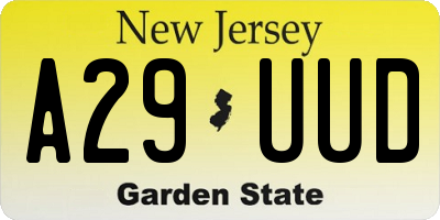 NJ license plate A29UUD