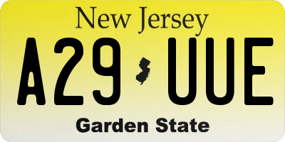NJ license plate A29UUE