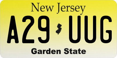 NJ license plate A29UUG