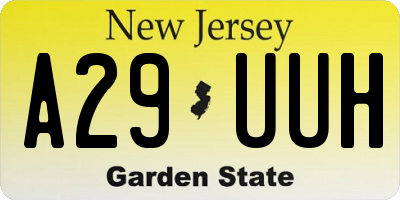 NJ license plate A29UUH