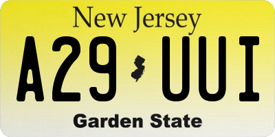 NJ license plate A29UUI