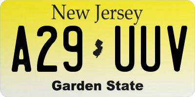 NJ license plate A29UUV
