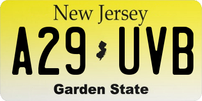 NJ license plate A29UVB