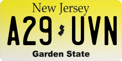 NJ license plate A29UVN
