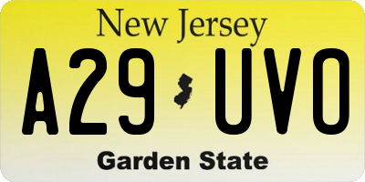NJ license plate A29UVO