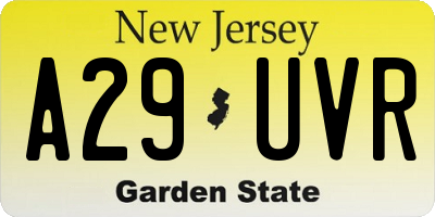 NJ license plate A29UVR