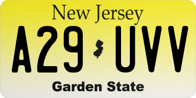 NJ license plate A29UVV