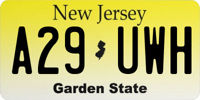 NJ license plate A29UWH