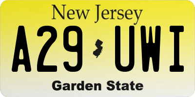 NJ license plate A29UWI
