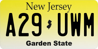 NJ license plate A29UWM