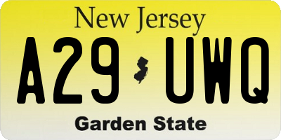NJ license plate A29UWQ