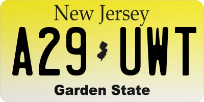 NJ license plate A29UWT