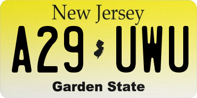 NJ license plate A29UWU