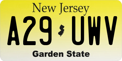 NJ license plate A29UWV
