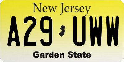 NJ license plate A29UWW