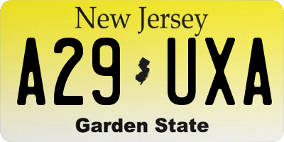 NJ license plate A29UXA