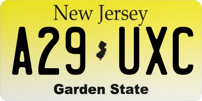NJ license plate A29UXC