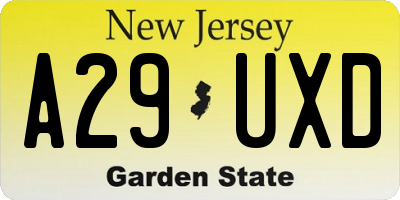 NJ license plate A29UXD