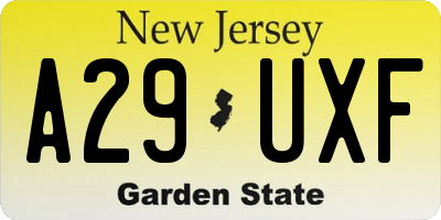 NJ license plate A29UXF