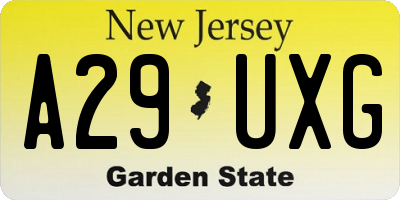 NJ license plate A29UXG