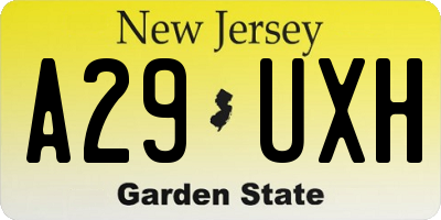 NJ license plate A29UXH