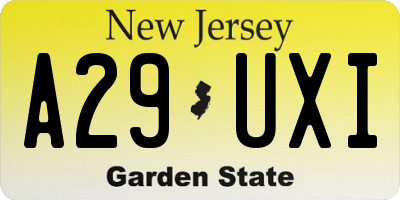 NJ license plate A29UXI