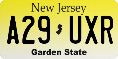 NJ license plate A29UXR