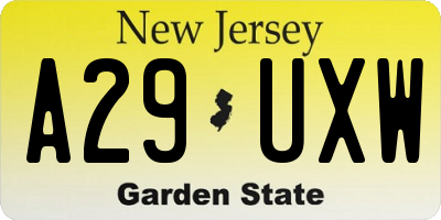 NJ license plate A29UXW