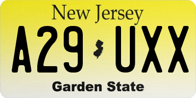 NJ license plate A29UXX