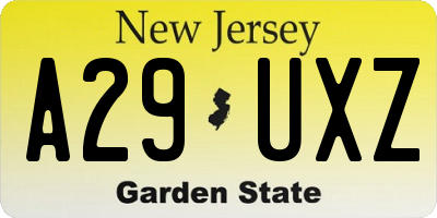 NJ license plate A29UXZ