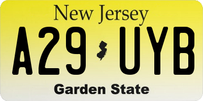 NJ license plate A29UYB