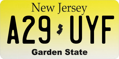 NJ license plate A29UYF