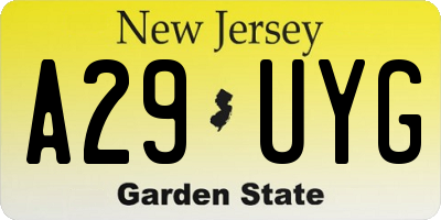 NJ license plate A29UYG