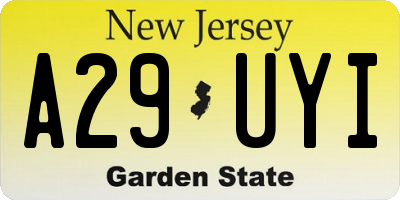 NJ license plate A29UYI
