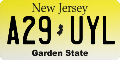 NJ license plate A29UYL